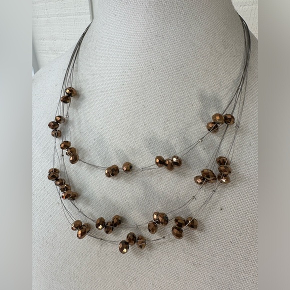Sparkly faceted copper bead infinity style necklace - Picture 2 of 4